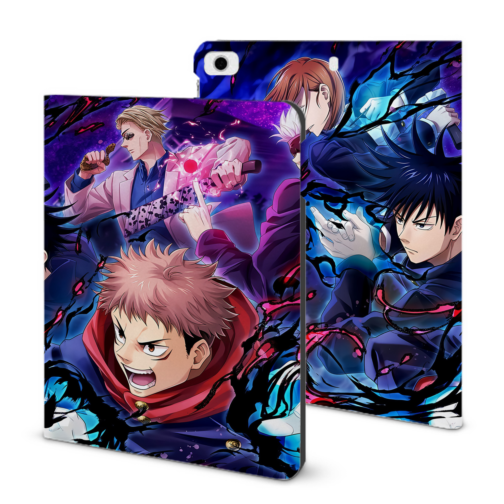 （画像用） 呪術廻戦 Jujutsu Kaisen IPad ケース ブック型 PUレザー TPU 耐衝撃 軽量 薄型 ペン収納なし 全面保護 IPad 各モデル対応